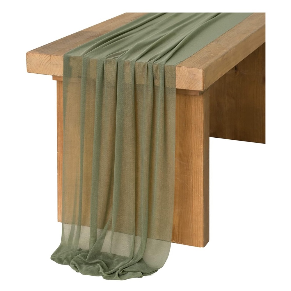 Sage Green 10ft Shimmer Table Runner